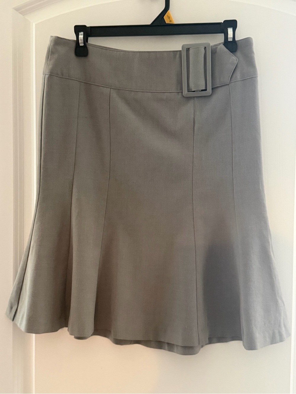 Women’s Gray A-Line Skirt with Buckle Detail